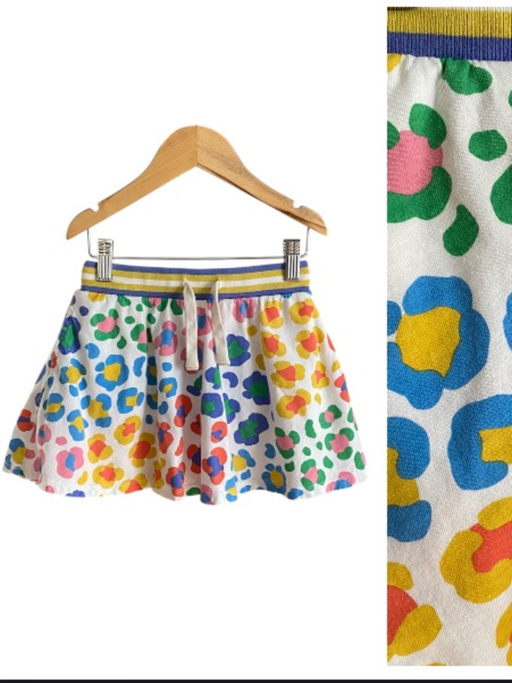 Mini Boden Colorful Rainbow Leopard Print Skirt Skort 6-7